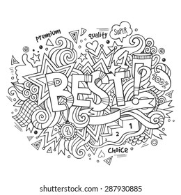 El mejor fondo de Elementos de letras y garabatos de mano. Ilustración vectorial