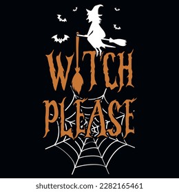 Best happy Halloween witches fly typography tshirt design