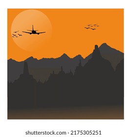 BEST HD QUALITY VECTOR ICON ILLUSTRATION SILHOUETTE LANDMARK BOROBUDUR TEMPLE IN INDONESIA