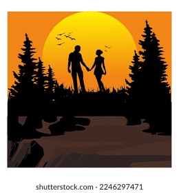 BESTE HD-QUALITÄT VEKTORSYMBOL-ILLUSTRATION SILHOUETTE ROMANTISCHE COUPLE MAN-MÄDCHEN