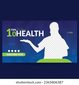 Best Health tips Youtube thumbnail design, vector file layout 