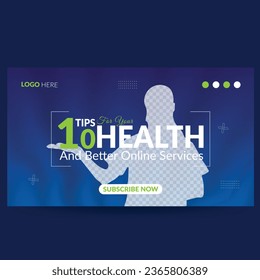 Best Health tips Youtube thumbnail design, vector file layout 