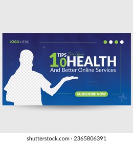 Best Health tips Youtube thumbnail design, vector file layout 