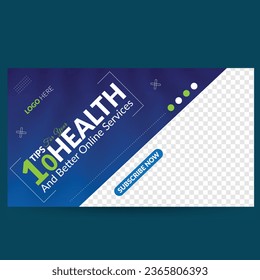 Best Health tips Youtube thumbnail design, vector file layout 