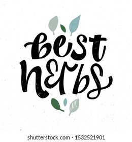 BEST HERBS. VECTOR HAND LETTERING TYPOGRAPHY