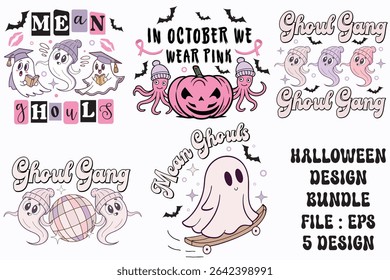 best high quality halloween design bundle,retro halloween,svg,png,eps,cat,ghost,ghouls,tis the season,mean ghouls design bundle