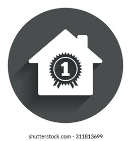 Best home. First place award icon. Prize for winner symbol. Circle flat button with shadow. Modern UI website navigation. Vector