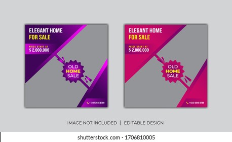 Best home Sale Set Social Media Post, of Social Media Post Template for Real Estate and Apartment Promotion, Real estate social media post templates.