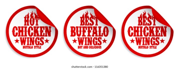 Best hot chicken wings stickers set.