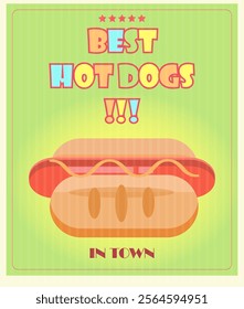 The best hot dogs, the best sausages, hot dog banner, tasty hot dog, advertising, tasty sausage