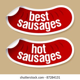 Best hot sausages stickers set.