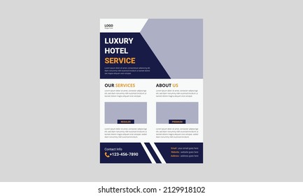 Best hotel service flyer template design. Golden hotel flyer poster leaflet design. cover, poster, a4 size, brochure, flyer, print ready