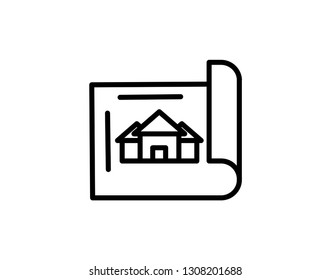 Best house plan, wire frame icon suitable for info graphics, websites and print media. Vector, flat icon, clip art. - Vector 