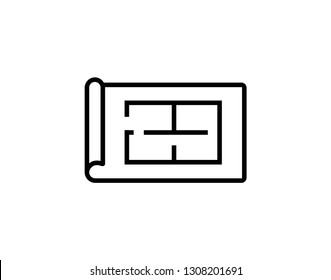 Best house plan, wire frame icon suitable for info graphics, websites and print media. Vector, flat icon, clip art. - Vector 