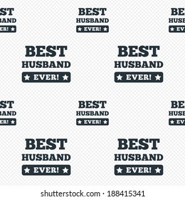 Best husband ever sign icon. Award symbol. Exclamation mark. Seamless grid lines texture. Cells repeating pattern. White texture background. Vector