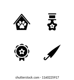best icon. 4 best set with prize, dog, medal and umbrella vector icons for web and mobile app