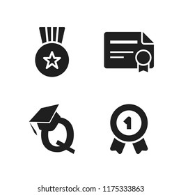 best icon. 4 best vector icons set. medal, certificate and quality education icons for web and design about best theme