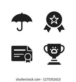 best icon. 4 best vector icons set. umbrella, certificate and award icons for web and design about best theme