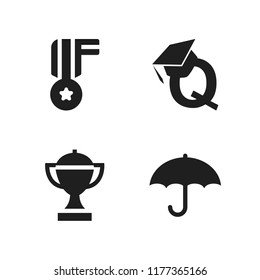 best icon. 4 best vector icons set. trophy, umbrella and medal icons for web and design about best theme