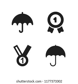 best icon. 4 best vector icons set. umbrella, award and medal with number icons for web and design about best theme