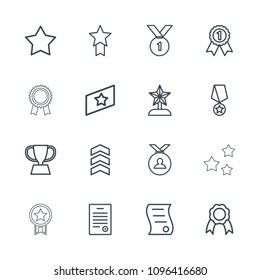 Best icon. collection of 16 best outline icons such as star, medal, ribbon, bill of house sell, bill of house, trophy, star trophy. editable best icons for web and mobile.