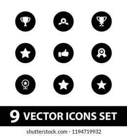 Best icon. collection of 9 best filled icons such as star, thumb up, trophy, medal with star. editable best icons for web and mobile.
