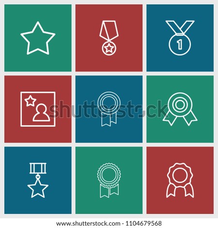 Best icon. collection of 9 best outline icons such as star, medal, favorite photo, number 1 medal. editable best icons for web and mobile.