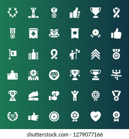 best icon set. Collection of 36 filled best icons included Medals, Like, Badge, Ribbon, Laurel, Medal, Success, Trophy, Winner, Quality, Positive, Thumbs up, Rank, Conquer, Ribbons