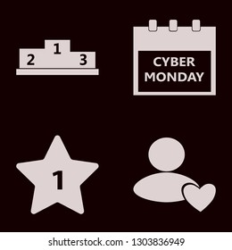 Best Icon Set With Hotel One Star, Cyber Monday Calendar And User Favorite Vector Illustration