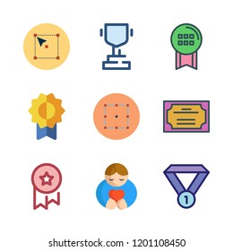 best icon set. vector set about hugh, trophy, select and medal icons set.