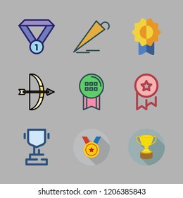 best icon set. vector set about trophy, medal, arrows and umbrella icons set.