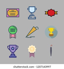 best icon set. vector set about umbrella, certificate, award and trophy icons set.