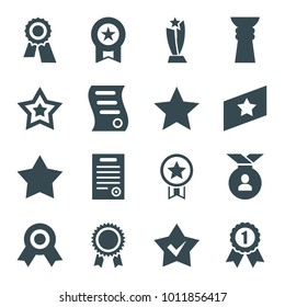 Best icons. set of 16 editable filled best icons such as award, medal, star, bill of house sell, bill of house, trophy, number 1 medal, rank