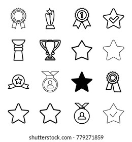 Best icons. set of 16 editable outline best icons such as star, award, medal, trophy, number 1 medal