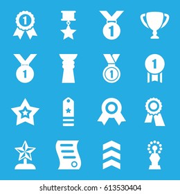 Best icons set. set of 16 best filled icons such as award, star, bill of house sell, medal, rank, trophy, star trophy, number 1 medal