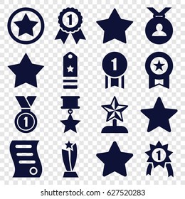 Best icons set. set of 16 best filled icons such as medal, star, bill of house sell, rank, trophy, star trophy, number 1 medal