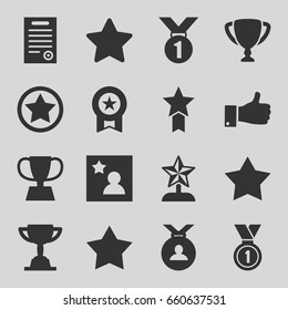 Best icons set. set of 16 best filled icons such as star, medal, thumb up, favorite photo, bill of house, trophy, rank