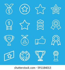 best icons set. Set of 16 best outline icons such as Star, medal, thumb up, ribbon, star, rank, trophy