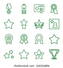 Best icons set. set of 16 best outline icons such as award, star, favorite photo, bill of house sell, rank, trophy, 1st place star, medal, number 1 medal