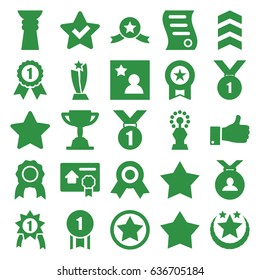 Best icons set. set of 25 best filled icons such as medal, thumb up, favorite photo, bill of house sell, rank, star, trophy, number 1 medal