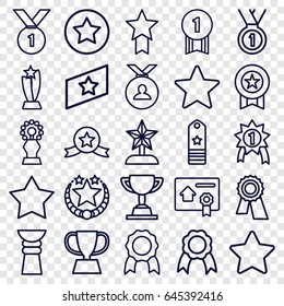 Best icons set. set of 25 best outline icons such as award, medal, ribbon, bill of house sell, star, rank, trophy, star trophy, number 1 medal