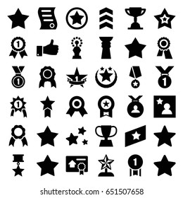 Best icons set. set of 36 best filled icons such as star, award, medal, star, thumb up, ribbon, favorite photo, bill of house sell, trophy, rank