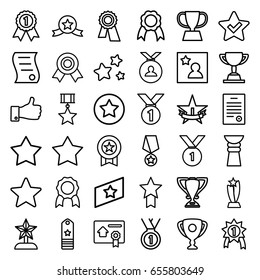 Best icons set. set of 36 best outline icons such as star, award, medal, thumb up, ribbon, star, favorite photo, bill of house sell, bill of house, rank, trophy