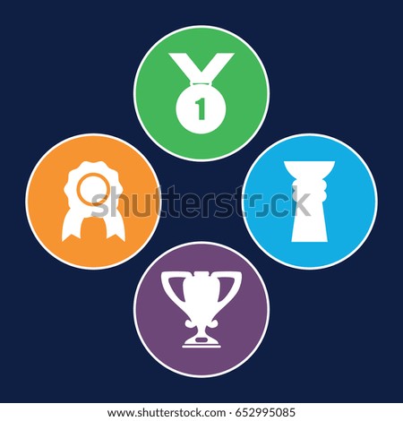 Best icons set. set of 4 best filled icons such as trophy, number 1 medal
