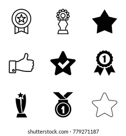 Best icons. set of 9 editable filled and outline best icons such as star, trophy, number 1 medal, medal
