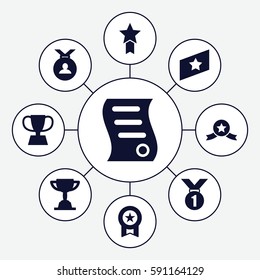 best icons set. Set of 9 best filled icons such as medal, bill of house sell, trophy, rank