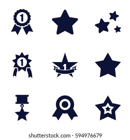 best icons set. Set of 9 best filled icons such as star, 1st place star, number 1 medal, medal with star