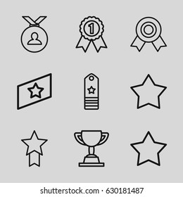 Best icons set. set of 9 best outline icons such as star, medal, rank, trophy, number 1 medal, medal with star