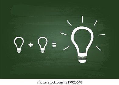 Best Idea Comes From Small Ideas And Teamwork Concept On Green Chalkboard