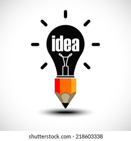 Best idea concept creative. bulb and pencil. Vector illustration